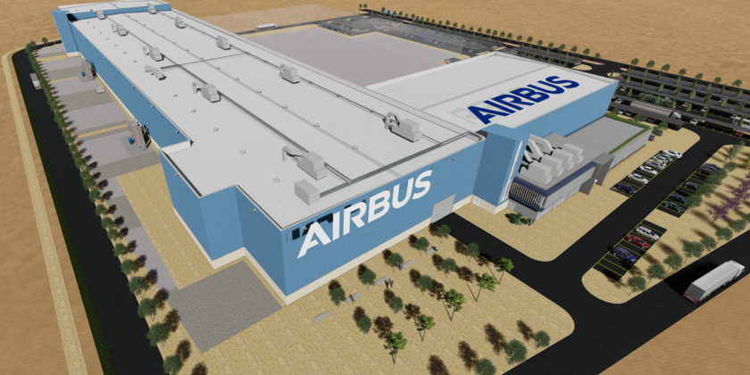 Proyecto y dirección de obra de nave industrial y urbanización para Airbus en Getafe, Madrid